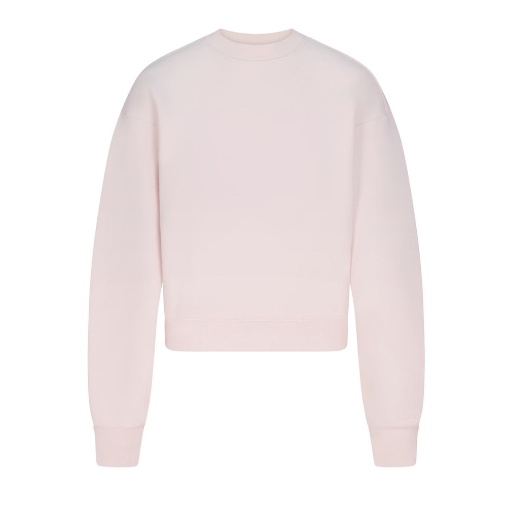 SKIMS Cotton Fleece Classic Crewneck in Barely Pink